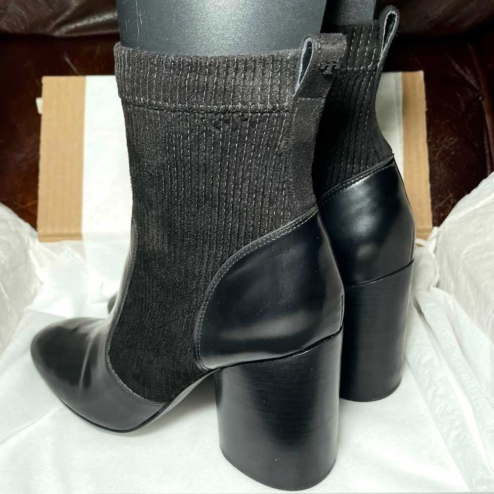 Tory Burch velvet sock booty block heels, NAPA leather black US 8.5 - Picture 6 of 10